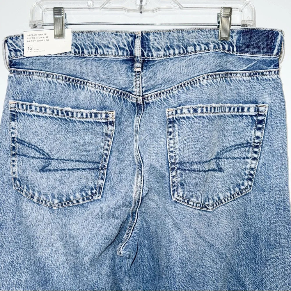 American Eagle Blue Flare Wide Leg Dreamy Drape Jeans - Picture 6 of 7